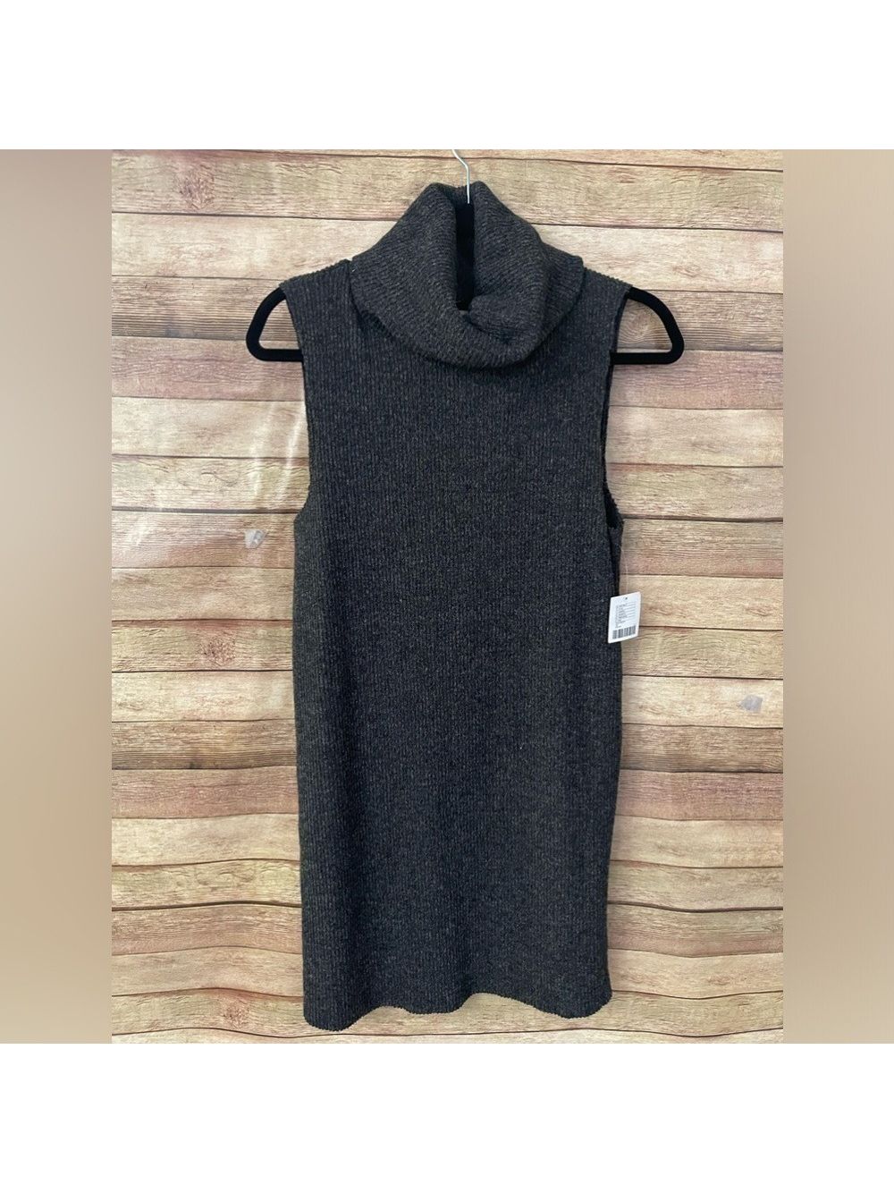 Silence + Noise Women’s Charcoal Gray Ribbed Cowl Sleeveless Sweater Dress Xs